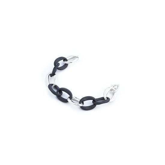 Picture of Sterling Silver & Rubber Open Link Bracelet 