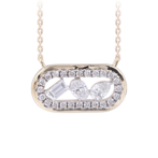 Picture of Brilliant Tri-Cut Diamond Pendant Necklace set in 14k Yellow Gold