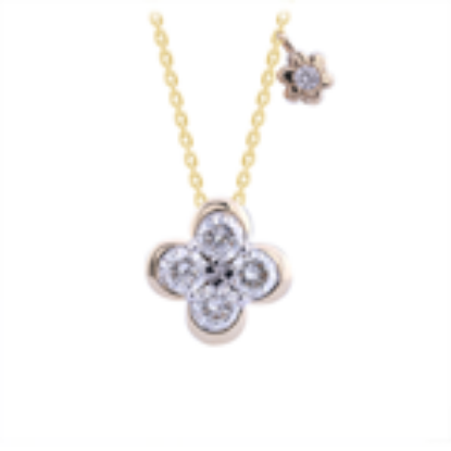 Picture of 14k Yellow Gold Diamond Clover Slide Pendant Necklace