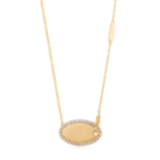 Picture of 14k Yellow Gold and Diamond Bezel Name Plate Necklace