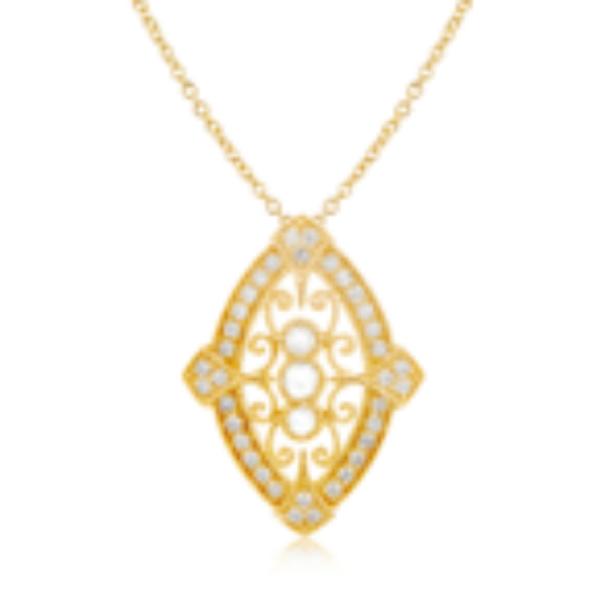 Picture of Vintage 14k Yellow Gold Intricate Diamond Pendant