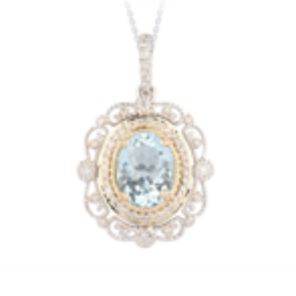 Picture of Vintage Two Tone 14k Gold Aquamarine Pendant 