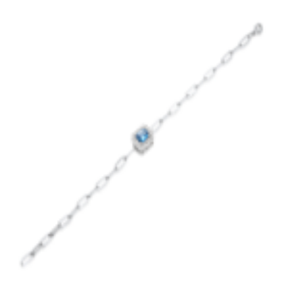 Picture of 14k White Gold Paperclip Link and Sapphire Bracelet