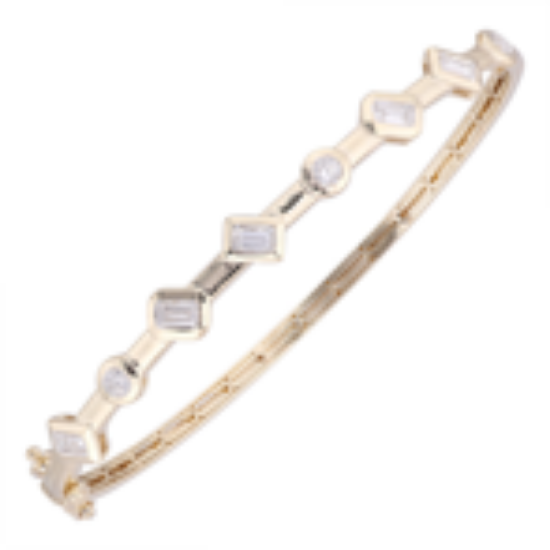 Picture of Fancy Baguette and Round Diamond Patterned Bangle Bracelet