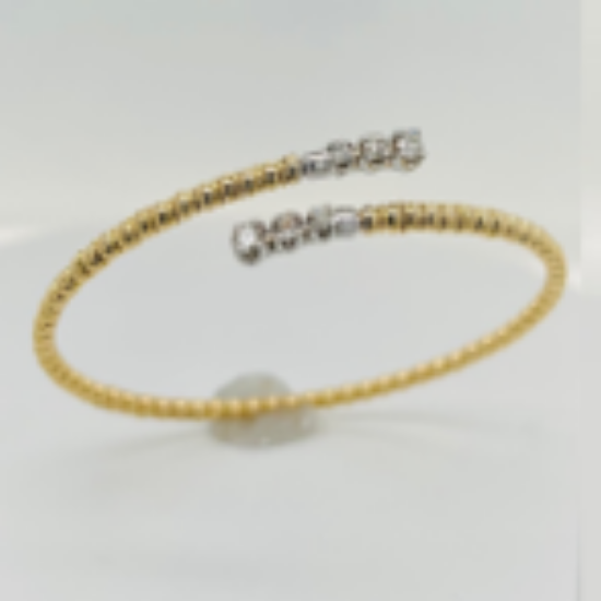 Picture of Brilliant Diamond Bypass 14k Two Tone Bangle Bracelet