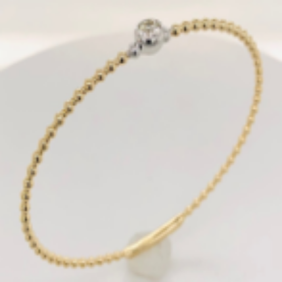 Picture of Solitaire Diamond Bangle Bracelet set in 14k Yellow Gold