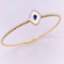 Picture of Mother of Pearl and Lapis 14k Yellow Gold Bangle Bracelet 