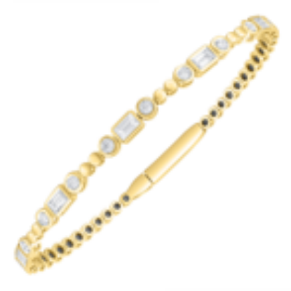 Picture of Elegant 14k Yellow Gold Brilliant Diamond Bangle Bracelet