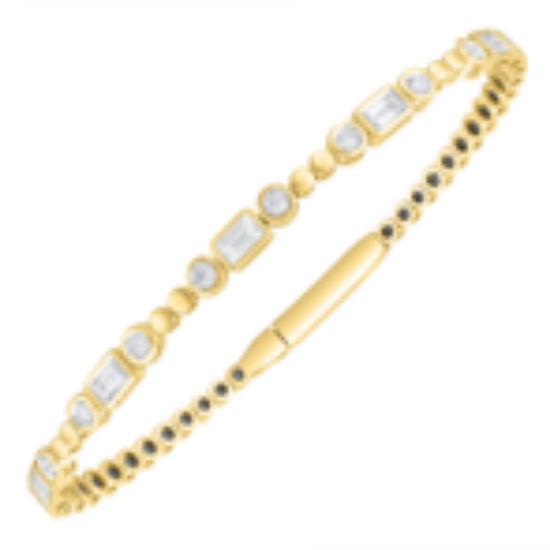 Picture of Elegant 14k Yellow Gold Brilliant Diamond Bangle Bracelet