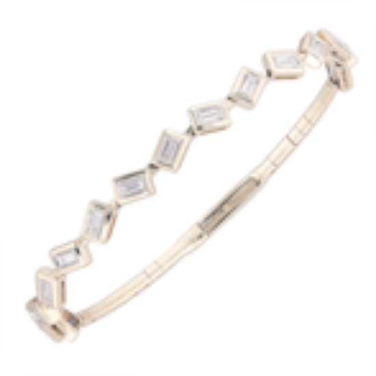 Picture of Fancy Baguette Diamond Patterned Bangle Bracelet  