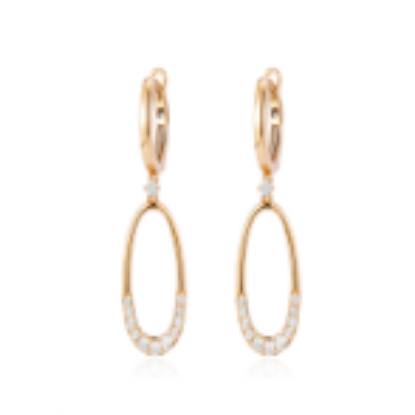 Picture of Open Oval Shape Diamond Earrings, 14k Yellow Gold