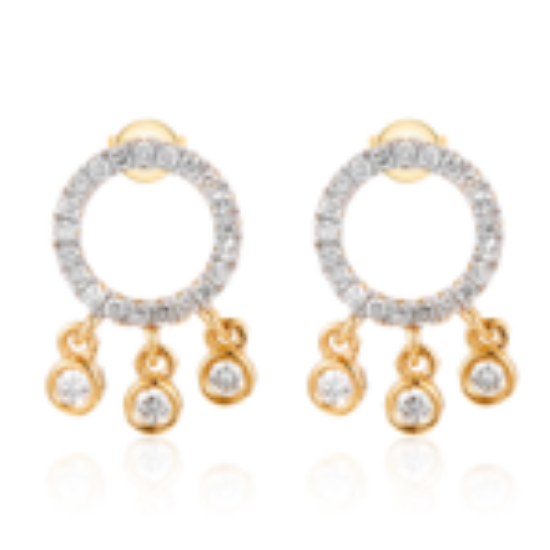 Picture of Beautiful Brilliant Diamond and 14k Yellow Gold Earrings