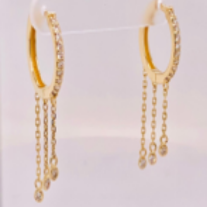 Picture of 14k Yellow Gold and Diamond Hoop Earrings