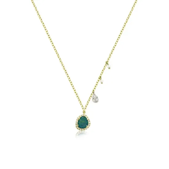 Picture of Yellow Gold Opal Dainty Necklace