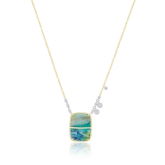 Picture of Opalized Wood Diamond Bezel Necklace