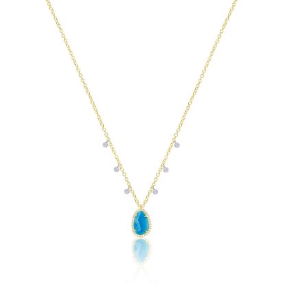 Picture of Dainty Turquoise Diamond Charm Necklace