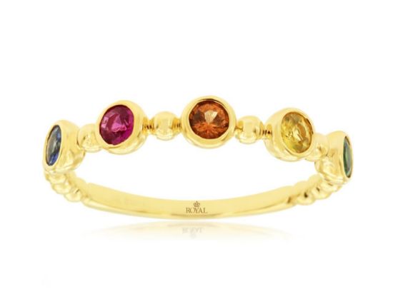 Picture of Multi-Color Channel set Sapphire 14k Yellow Gold Band