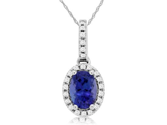 Picture of Oval cut Tanzanite 14k White Gold Necklace