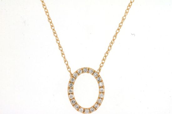 Picture of 14k Yellow Gold and Diamond Oval Necklace