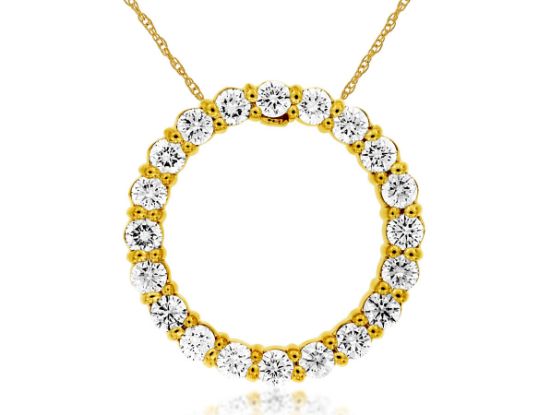 Picture of Diamond and 14k Yellow Gold Round Pendant Necklace