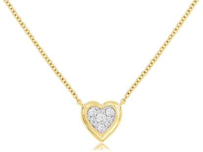 Picture of 14k Yellow Gold and Diamond Cluster Heart Necklace