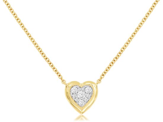 Picture of 14k Yellow Gold and Diamond Cluster Heart Necklace