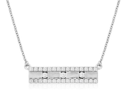 Picture of 14k White Gold and Diamond Bar Pendant Necklace