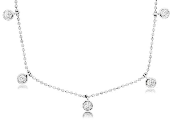 Picture of Diamond Station necklace set in 14k White Gold