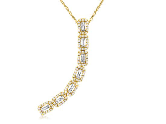 Picture of Dazzling Diamond Baguette Necklace set in 14k Yellow Gold