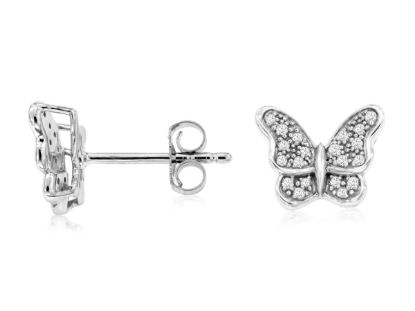 Picture of Diamond Butterfly Stud Earrings set in 14k White Gold