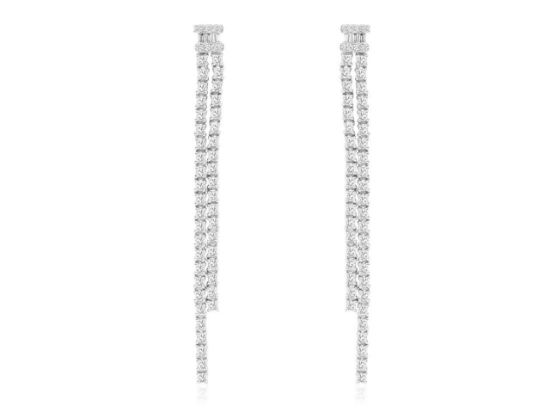 Picture of Unique Diamond Dangling Strip Earrings set in 14k White Gold