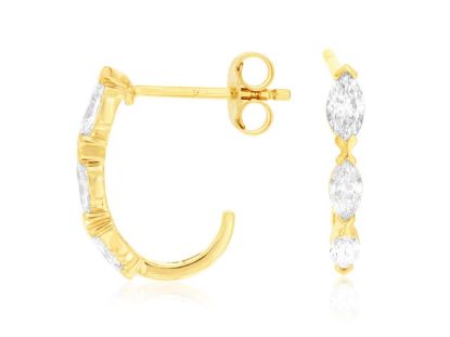 Picture of 14k Gold Fancy Diamond Half Hoop Earrings