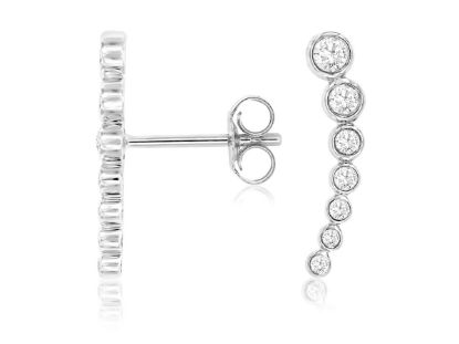 Picture of Curved Diamond Channel set 14k White Gold Earrings