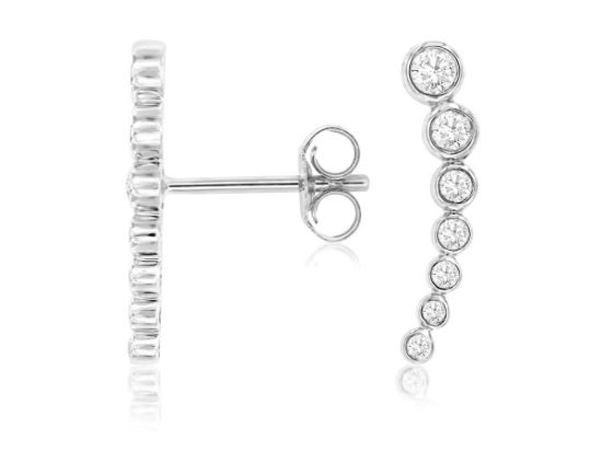 Picture of Curved Diamond Channel set 14k White Gold Earrings