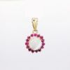 Picture of Vintage 14k Yellow Gold & Moonstone Cabochon Pendant with Ruby Halo