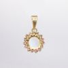 Picture of Vintage 14k Yellow Gold & Moonstone Cabochon Pendant with Ruby Halo