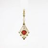 Picture of Antique Edwardian 10k Yellow Gold, Garnet & Seed Pearl Lavalier Pendant