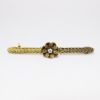 Picture of Antique Victorian Era Detailed 14k Yellow Gold Bar Brooch with Diamond Accented Flower Center