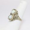 Picture of Antique Art Deco Era 14k White Gold Filigree & Double Opal Ring