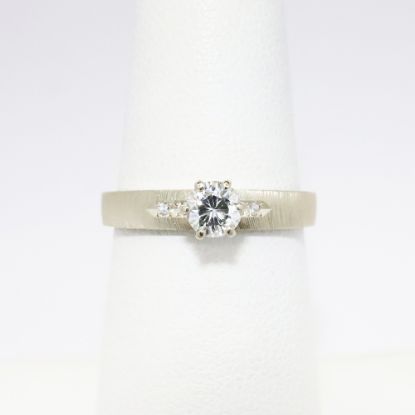 Picture of Vintage Mid Century Textured 14k White Gold & Diamond Engagement Ring