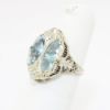 Picture of Antique Art Deco 14k White Gold Filigree & Aquamarines Ring with Diamond Accents