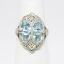 Picture of Antique Art Deco 14k White Gold Filigree & Aquamarines Ring with Diamond Accents