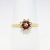 Picture of Vintage 14k (585) Etched Yellow Gold & Ruby Flower Ring with Diamond Center