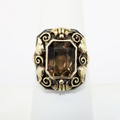 Picture of Antique Early 20th Century 14k Yellow Gold & Smoky Quartz Statement Ring