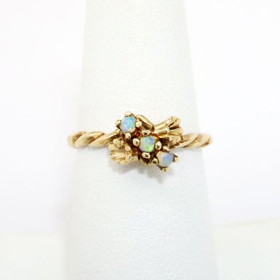 Picture of Antique 10k Yellow Gold Double Flower Ring with Opal Cabochons by Benedict & Warner