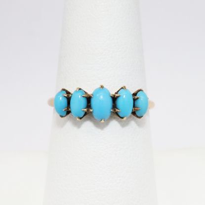 Picture of Antique Victorian Era 10k Gold & Graduating Turquoise Cabochon Ring