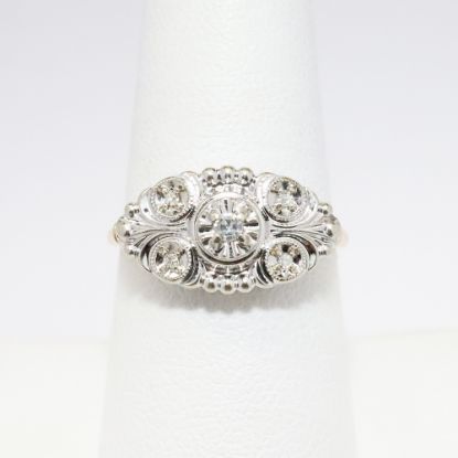 Picture of Vintage 1940's Art Deco 14k Yellow & White Gold & Diamond Ring