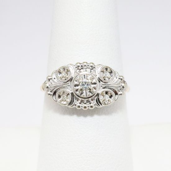 Picture of Vintage 1940's Art Deco 14k Yellow & White Gold & Diamond Ring