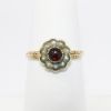 Picture of Antique Late Victorian Era Etched 14k Yellow Gold & Garnet Cabochon Ring with Seed Pearl Halo