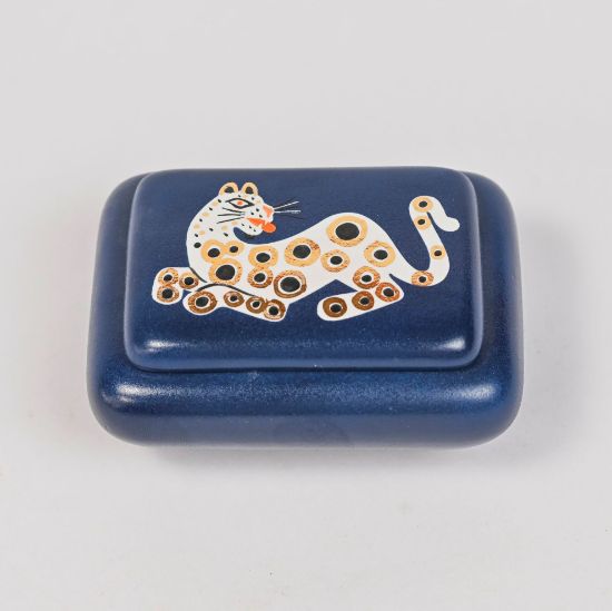 Picture of Waylande Gregory Navy Curved Leopard Ceramic Box